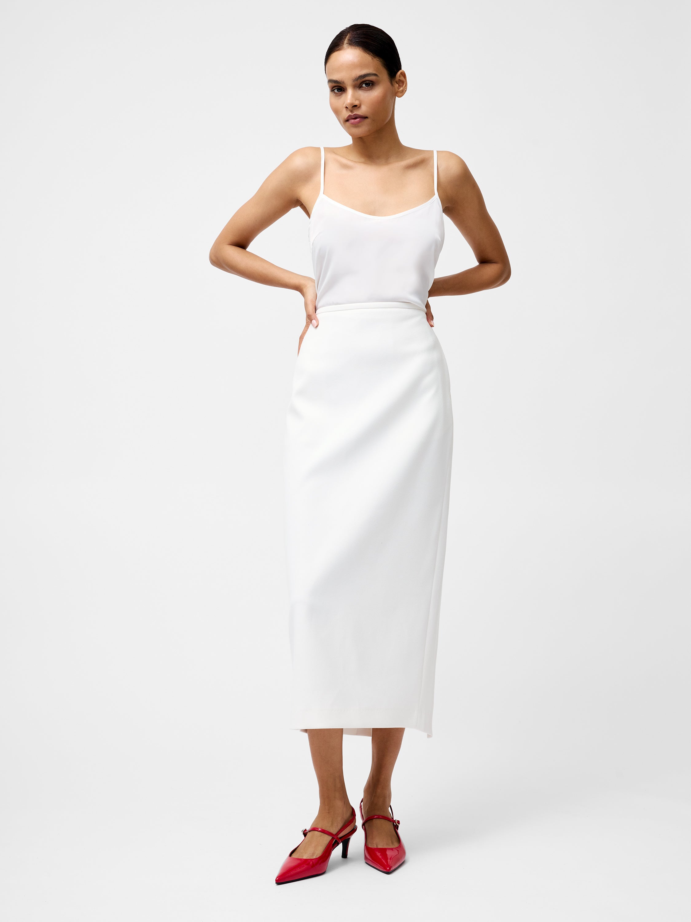 Cannes Twill Split Midi Skirt