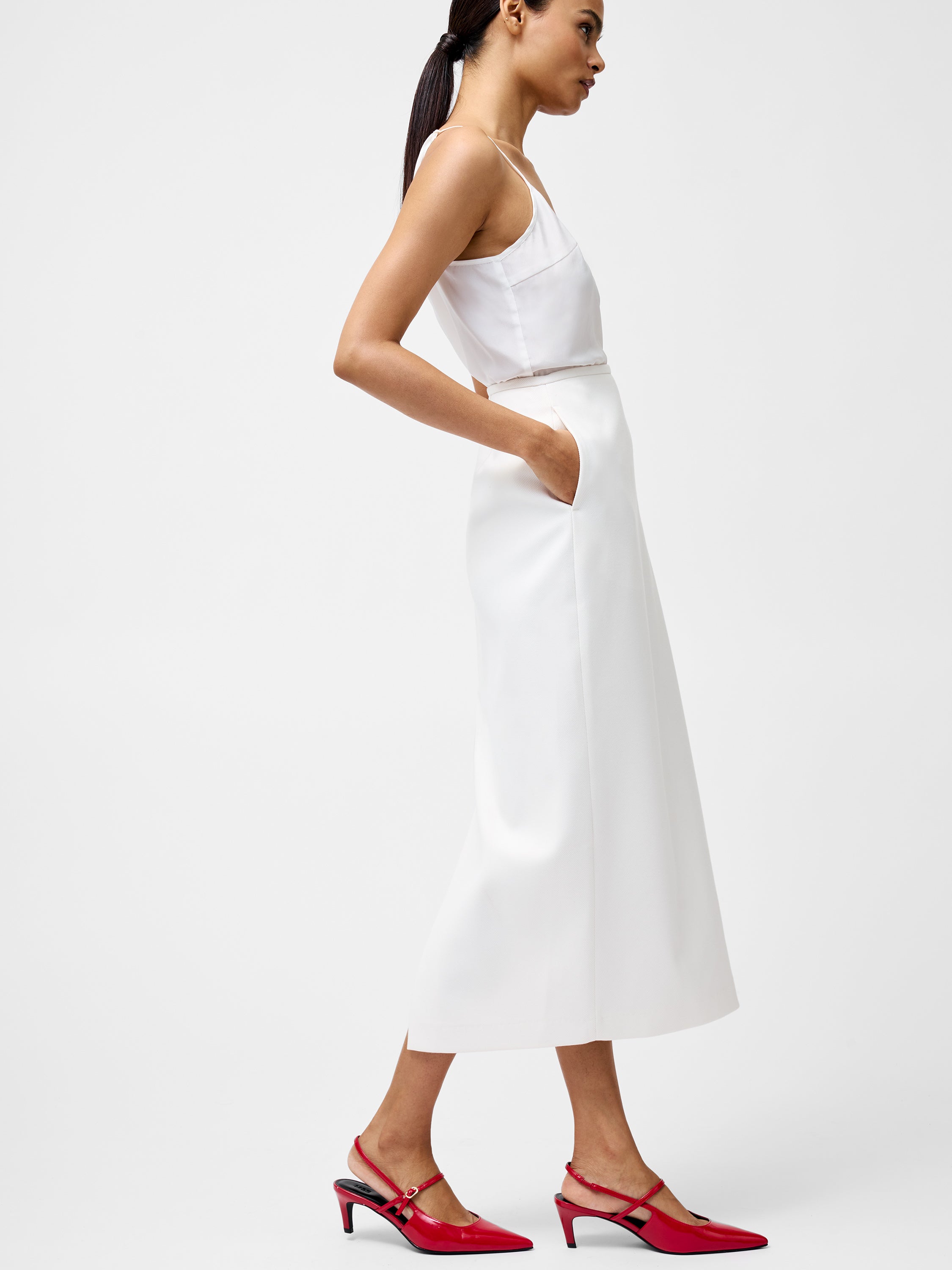 Cannes Twill Split Midi Skirt