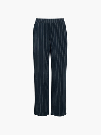 Wren Pinstripe Pull-On Navy Blue Wide Leg Trousers