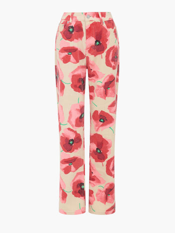 Poppy Dallas Floral Printed Denim Wide Leg Jeans