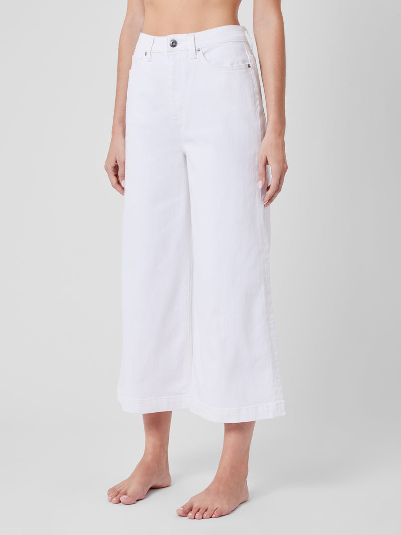Denim Stretch White Culottes 24 Inch