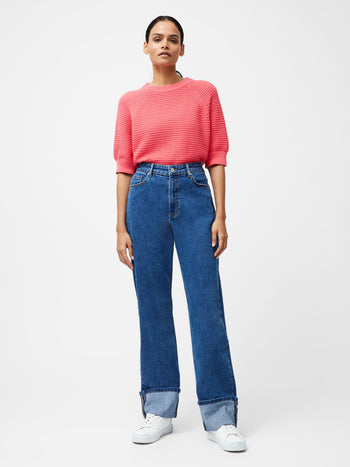 Elliot Denim Straight Leg Turn Up Jeans