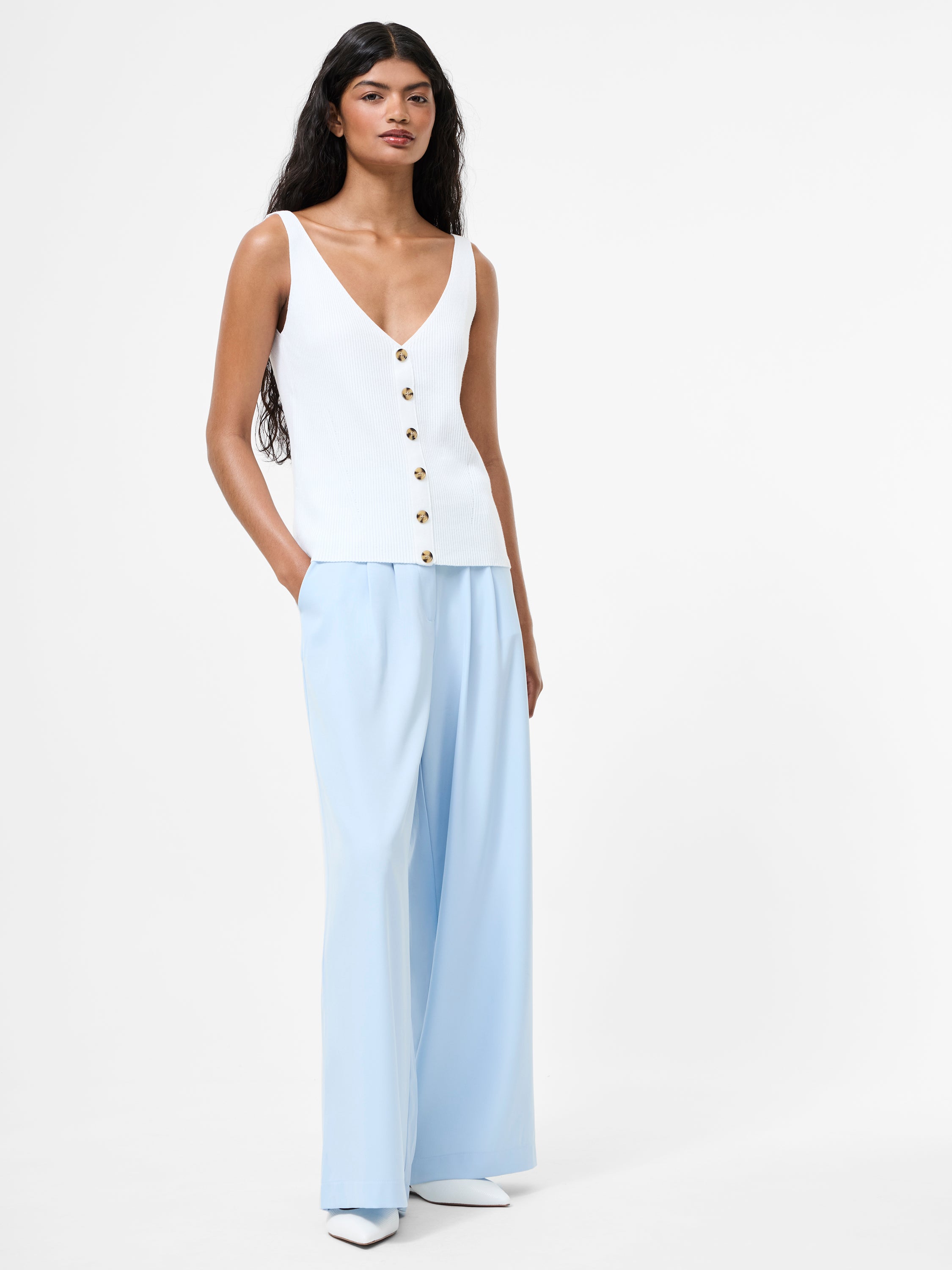 Sleek Tailored Wide Leg Suit Trousers