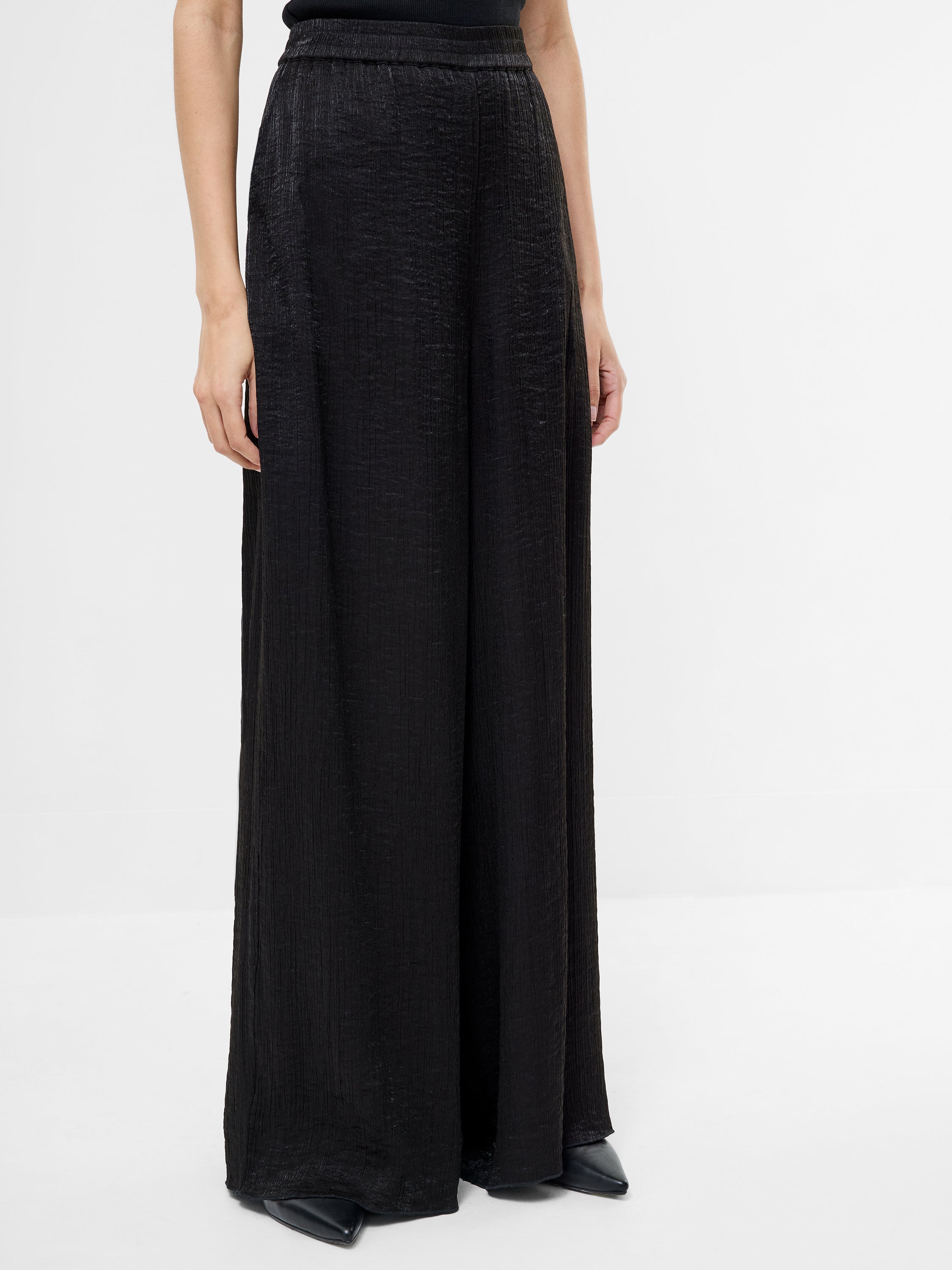 Terry Crinkle Wide Leg Trousers