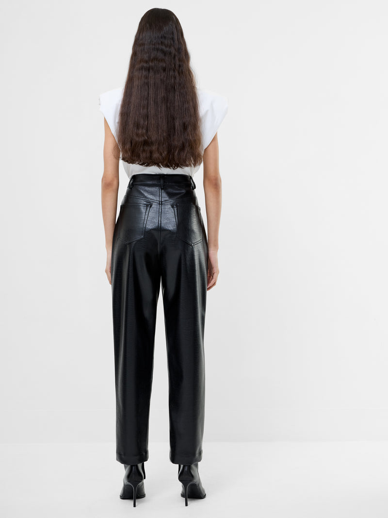 Brody Croc PU Straight Leg Trousers