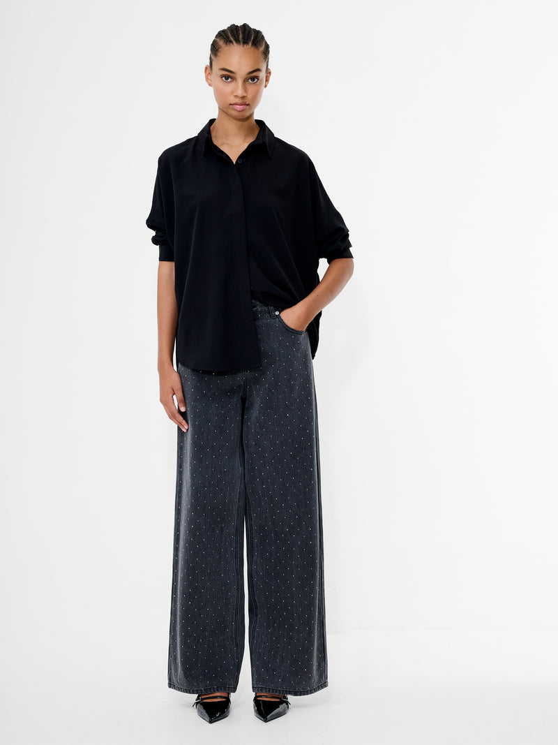 Ralphie Denim Embellished Wide Leg Jeans