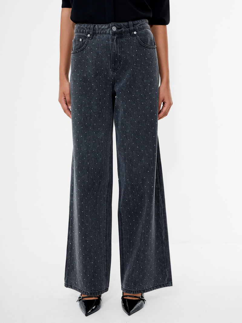 Ralphie Denim Embellished Wide Leg Jeans