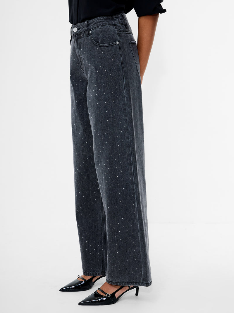 Ralphie Denim Embellished Wide Leg Jeans