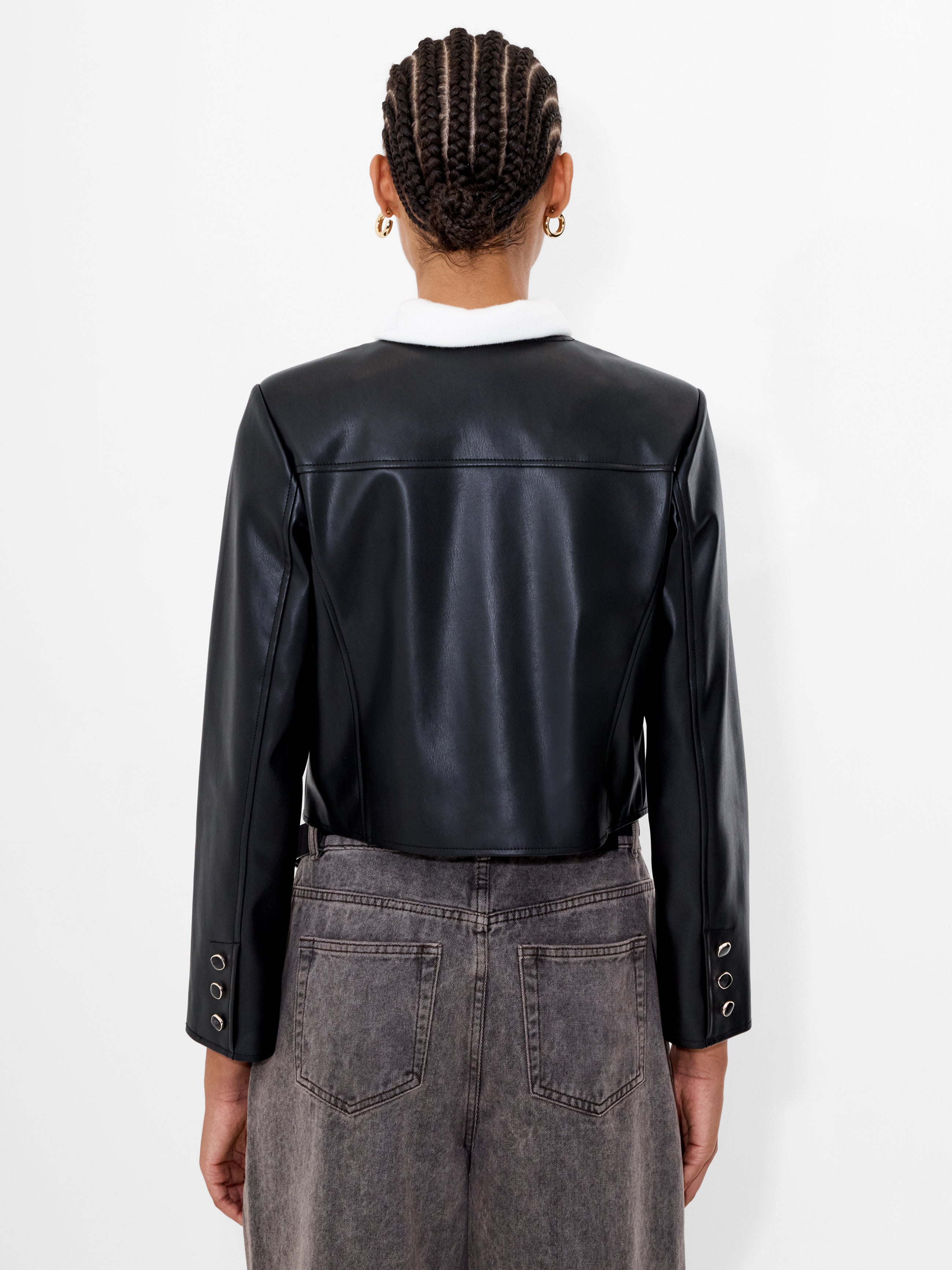Dessa Faux Leather Cropped Jacket