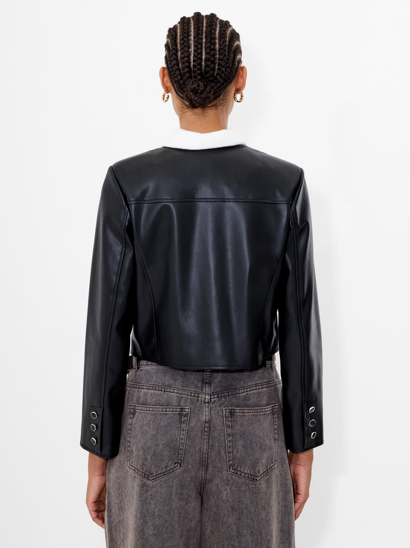 Dessa Faux Leather Cropped Jacket