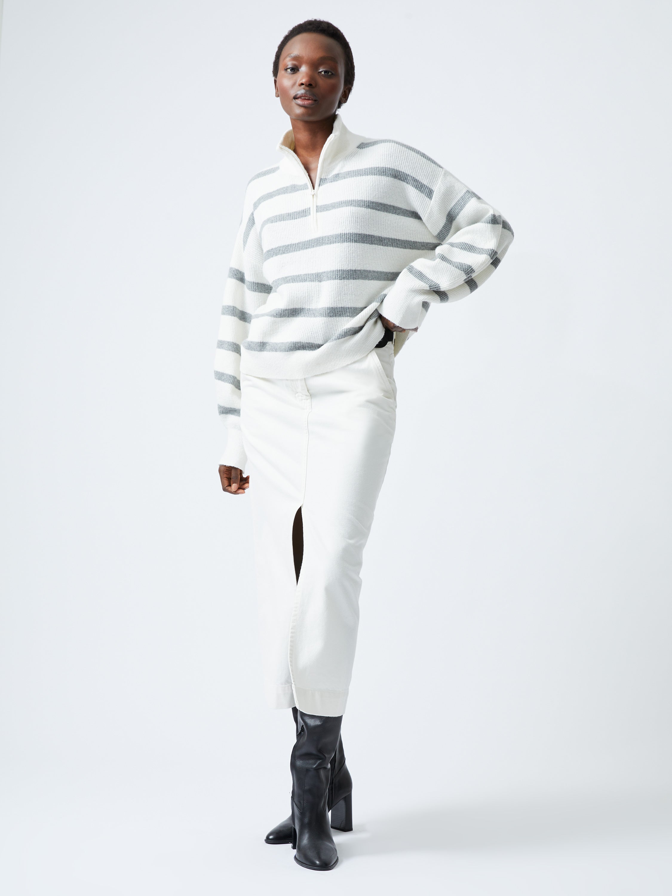 Vhari Recycled Stripe Half Zip Jumper