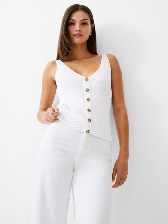 Ribbed Button-Through Vest