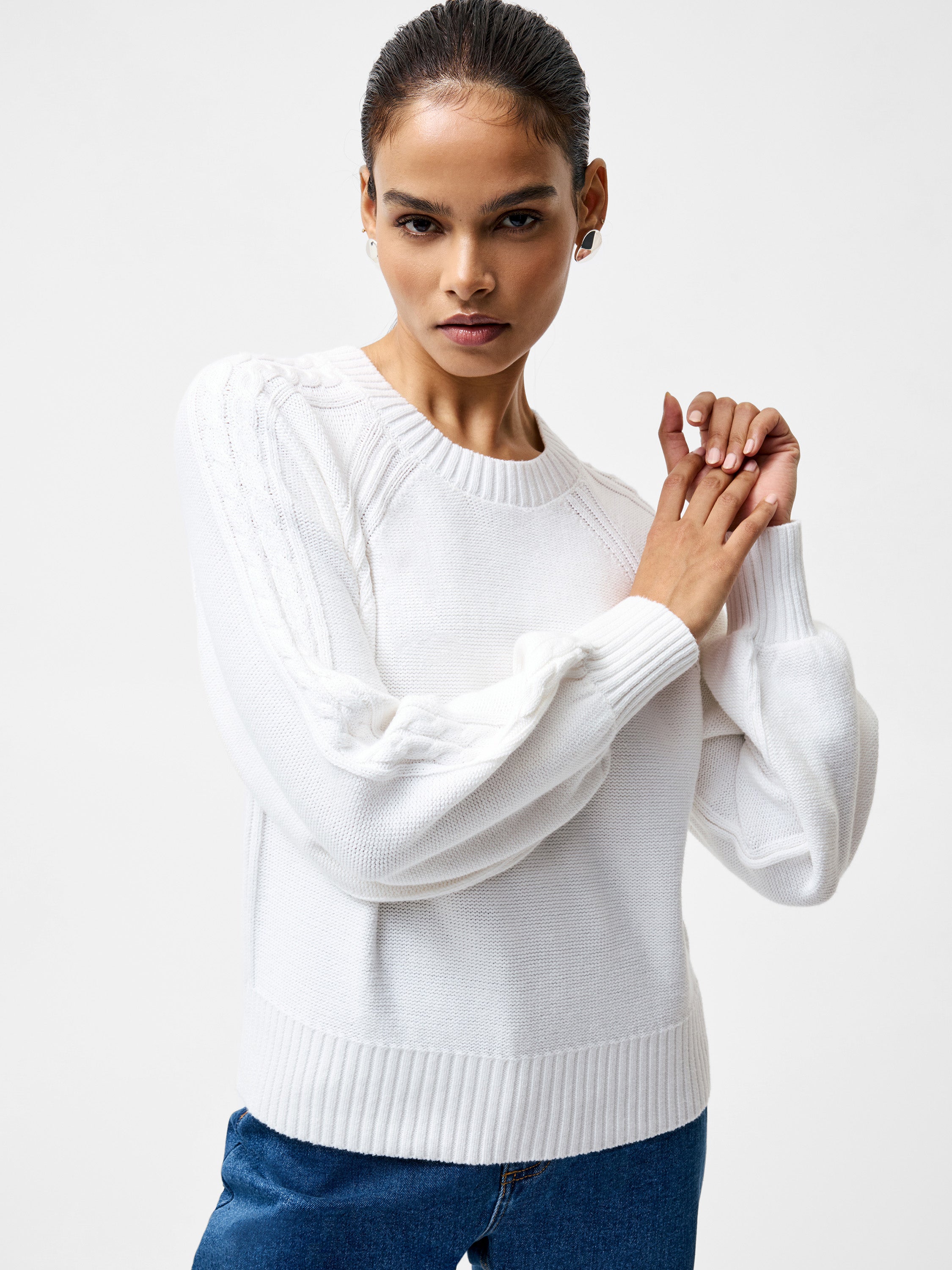 Lily Cable Knit Balloon Sleeve Jumper