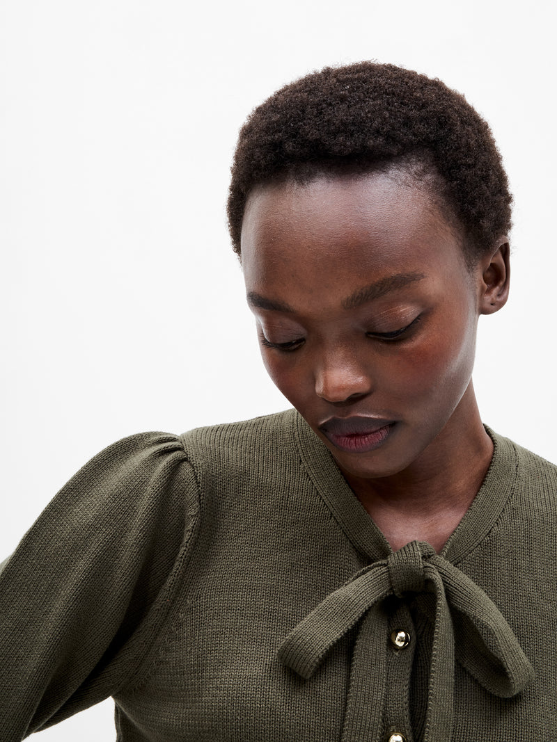 Varli Long Sleeve Tie Neck Cardigan