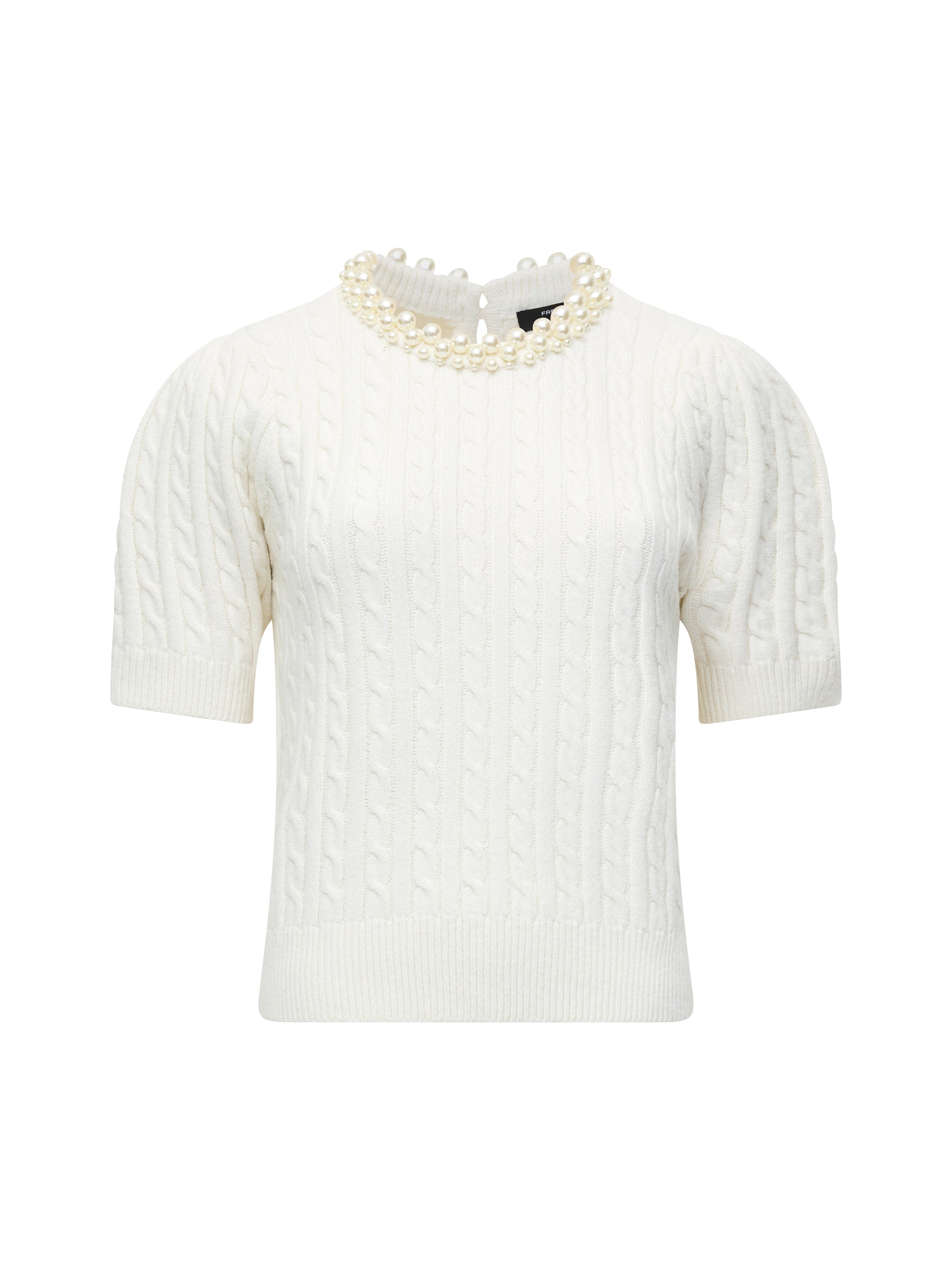 Embellished Neck Recycled Short Sleeve Sweater