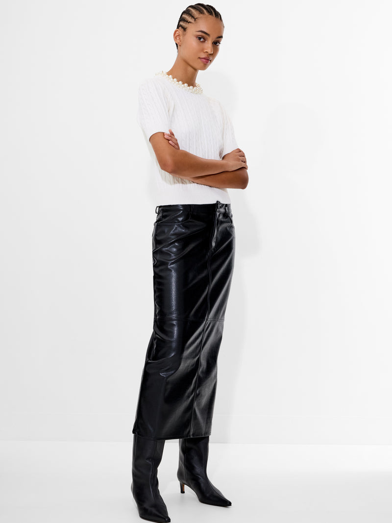 Embellished Neck Recycled Short Sleeve Sweater