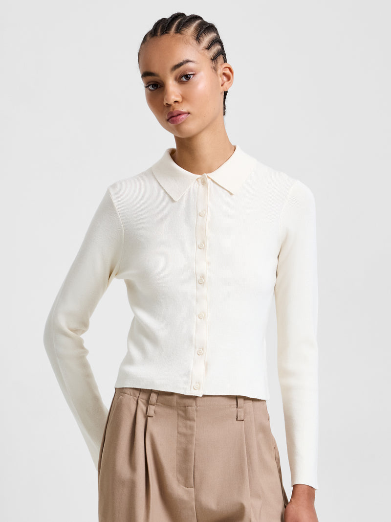 Cosysoft Knit Button Down Long Sleeve Top