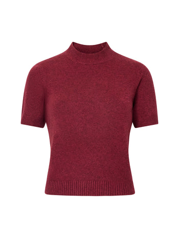 Vhari Recycled Knit Mock Neck Short Sleeve Top