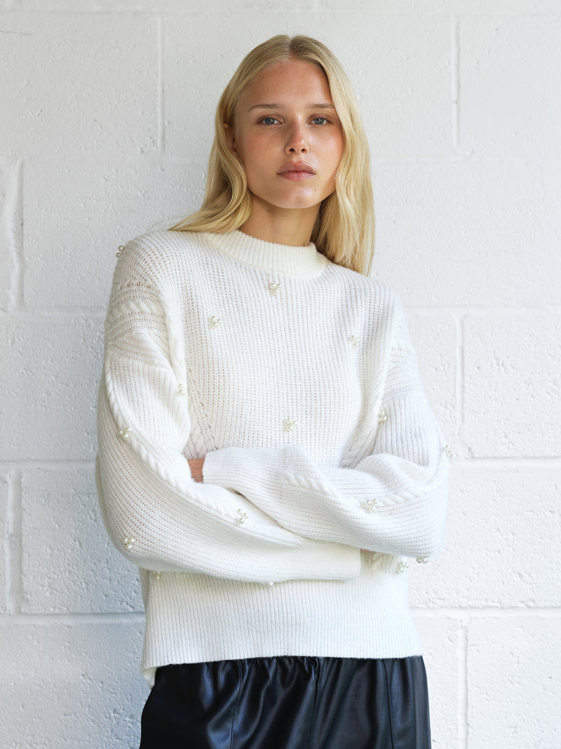 Mersai Pearl Embellished Knit Jumper