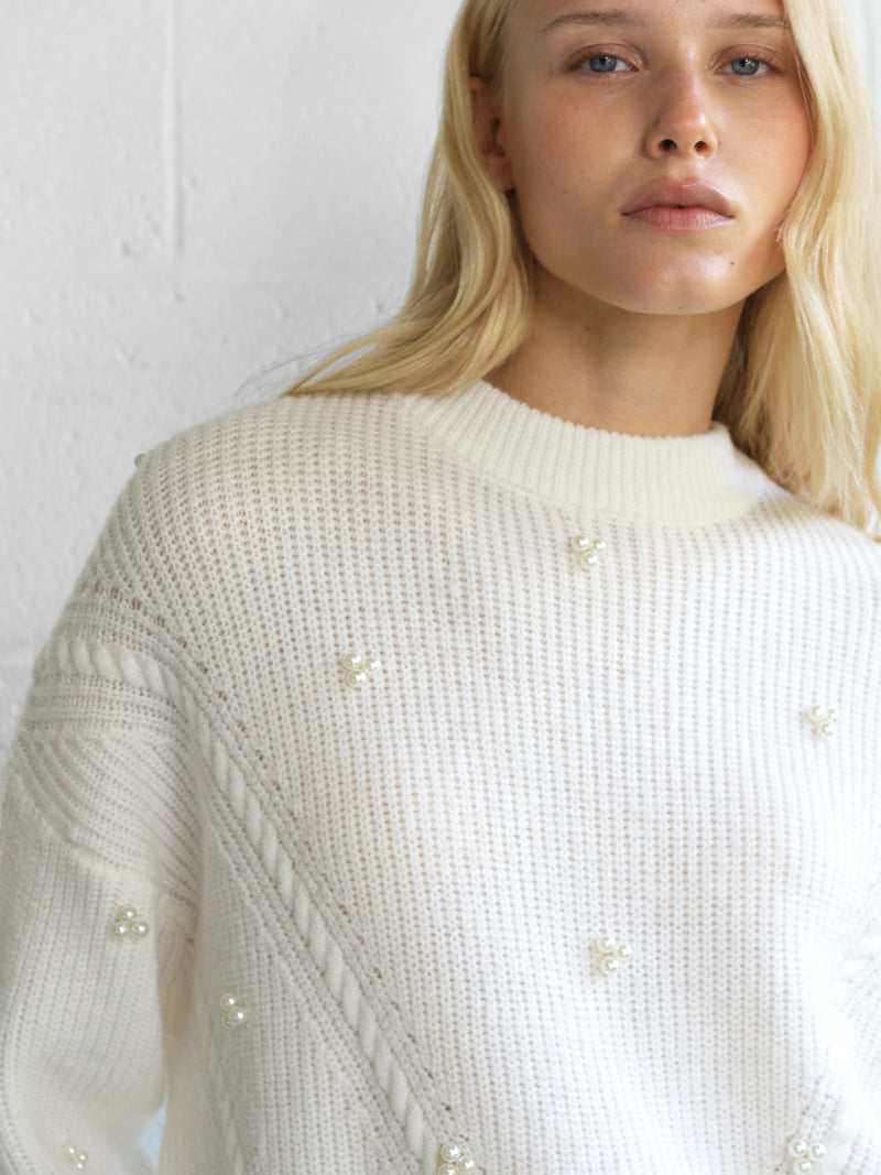 Mersai Pearl Embellished Knit Jumper