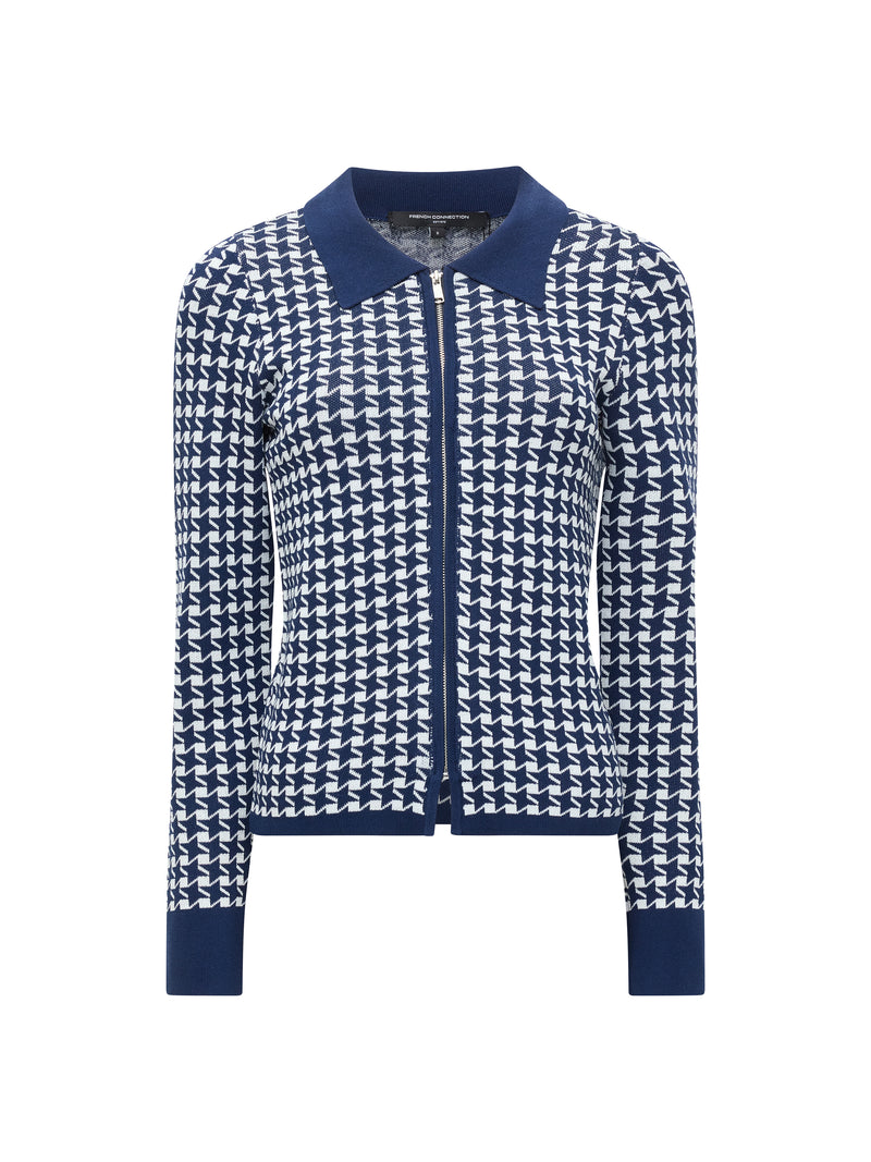 Gloria Jacquard Knit Zip Up Cardigan