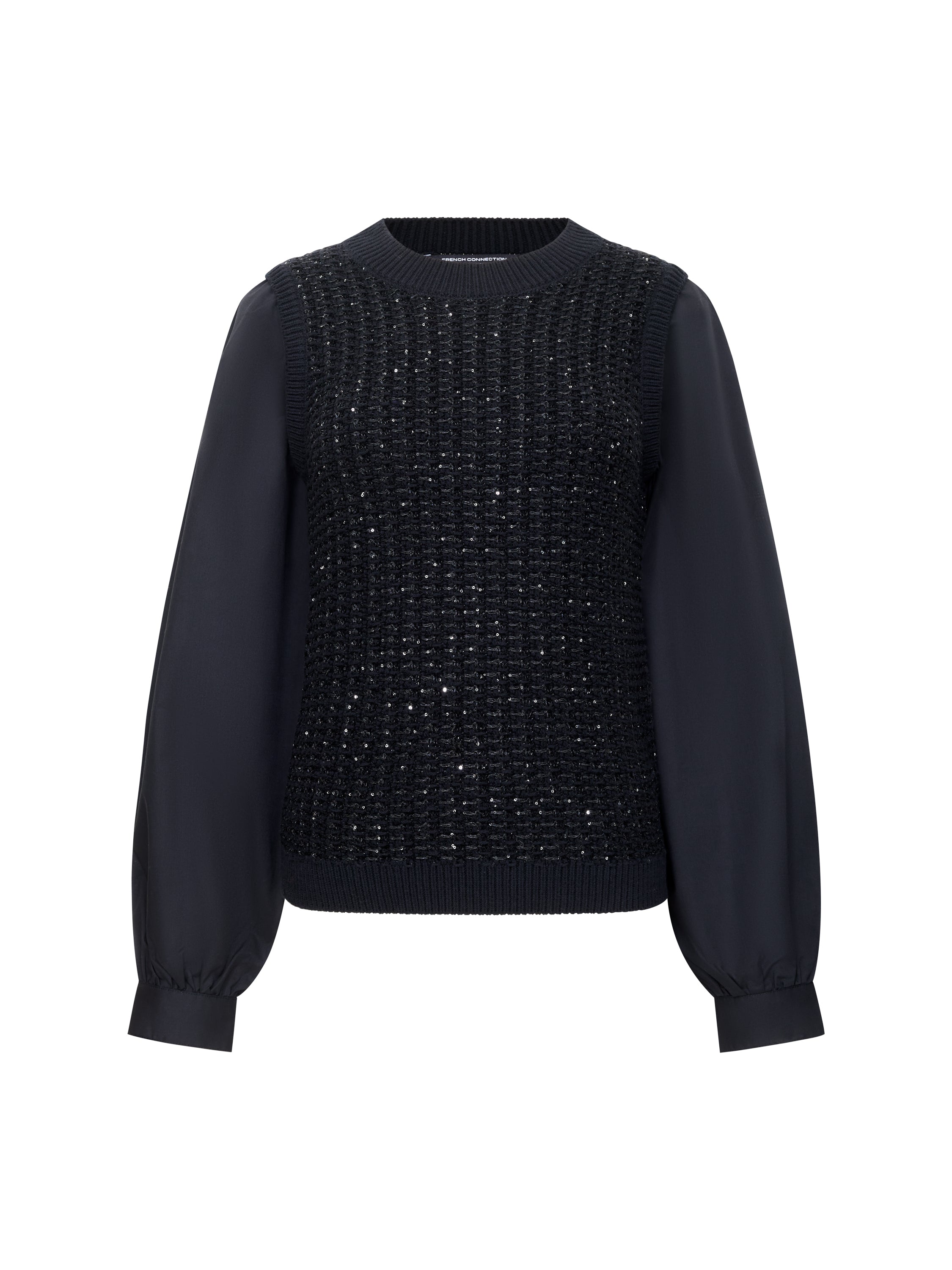 Mix Media Sequin Long Sleeve Jumper