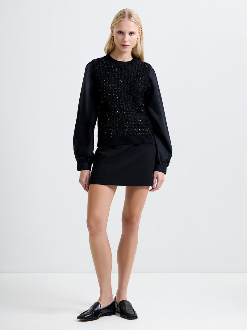 Mix Media Sequin Long Sleeve Jumper