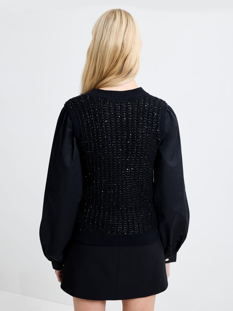 Mix Media Sequin Long Sleeve Jumper