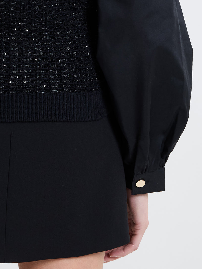 Mix Media Sequin Long Sleeve Jumper