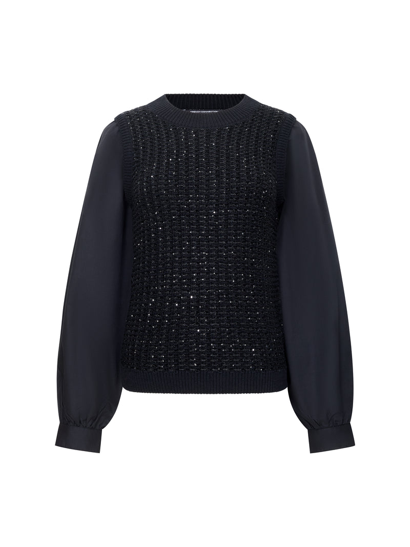 Mix Media Sequin Long Sleeve Jumper