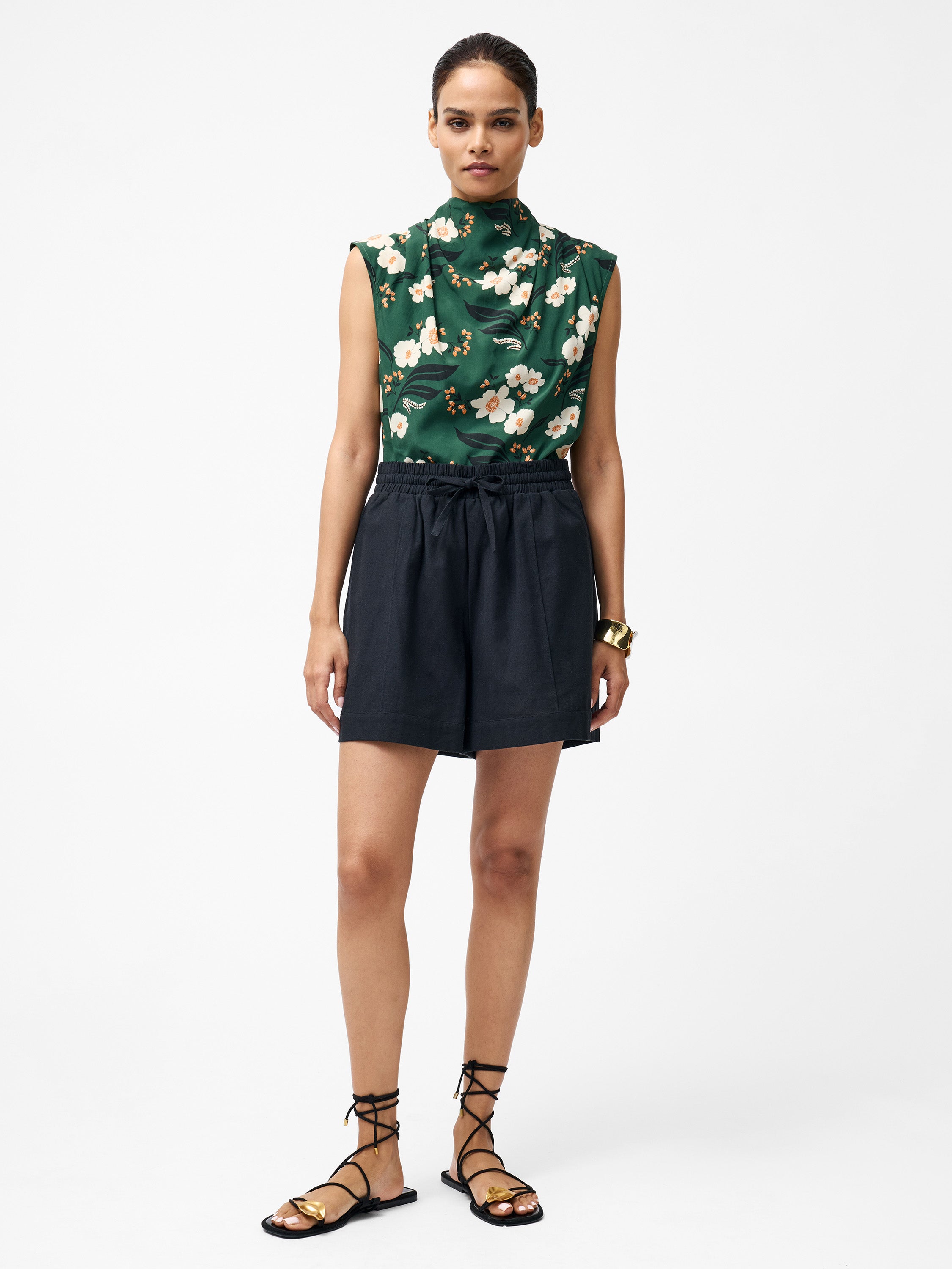 Clare Linen Blend Tie Shorts