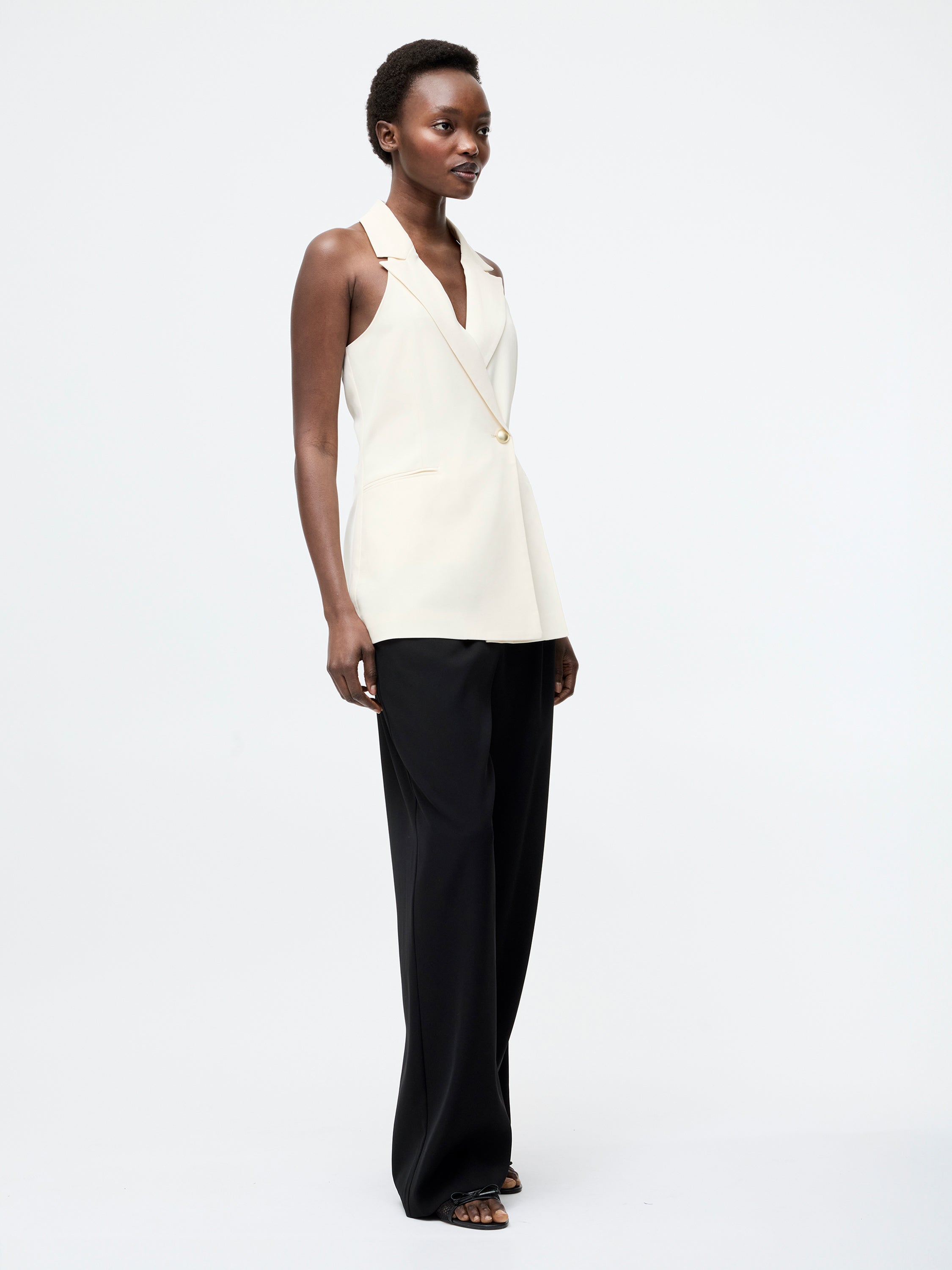 Sleek Tailored Halterneck Suit Waistcoat