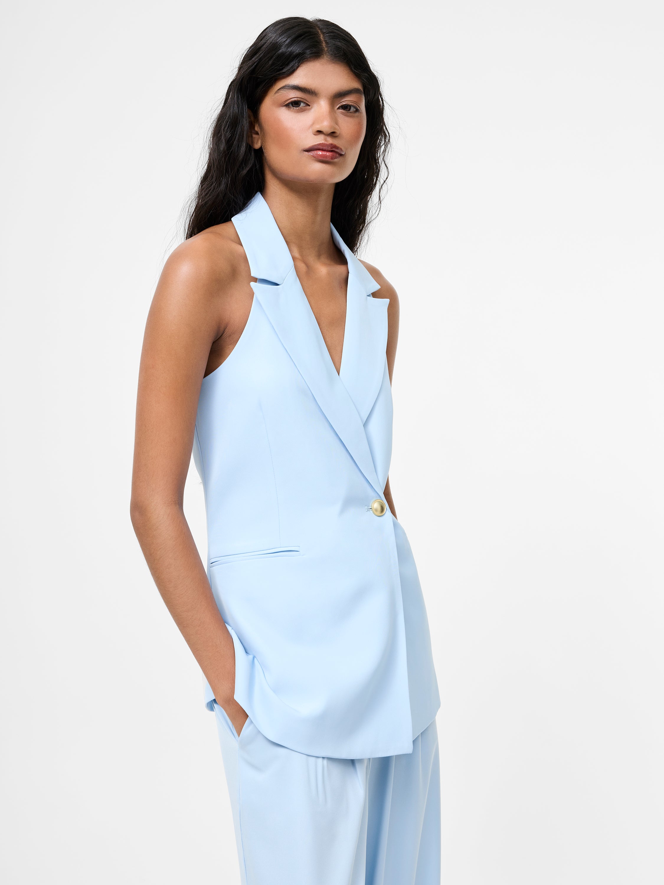 Sleek Tailored Halterneck Suit Waistcoat