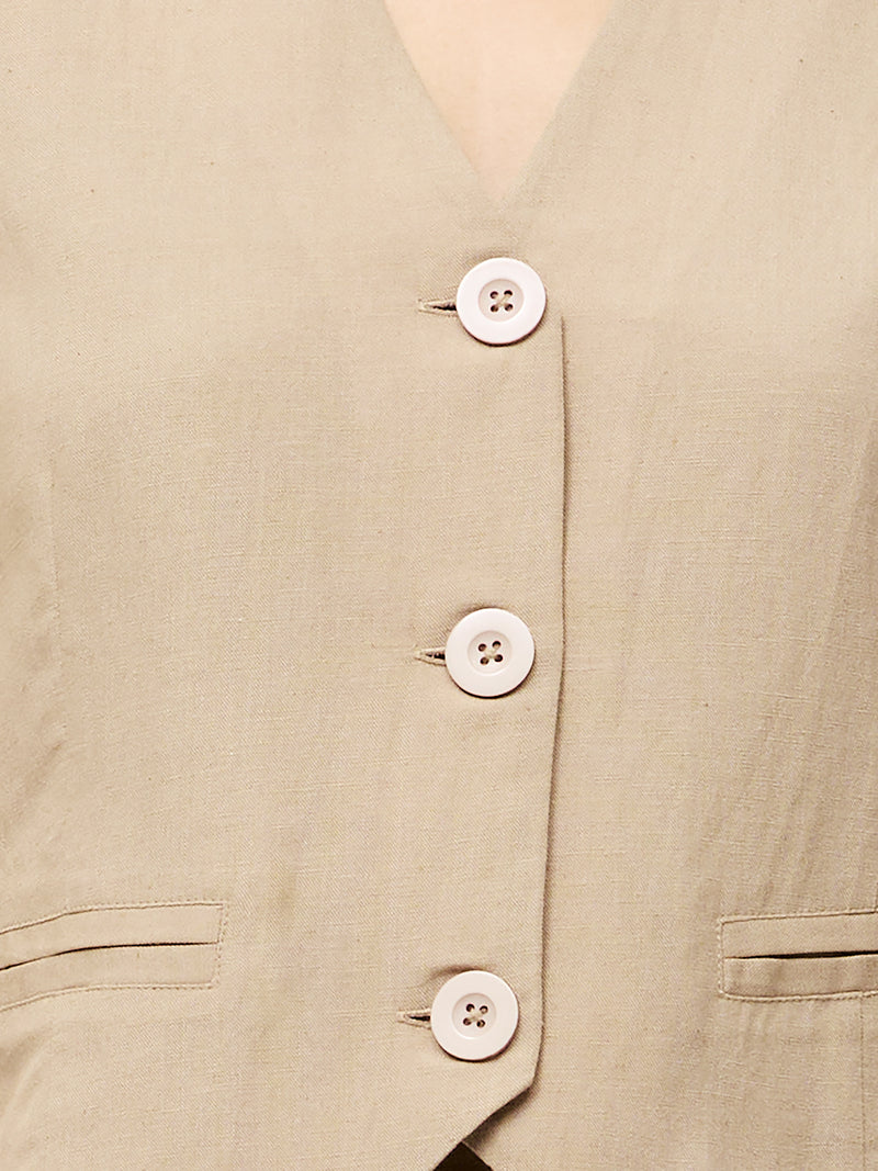 Linen Single Breasted Waistcoat