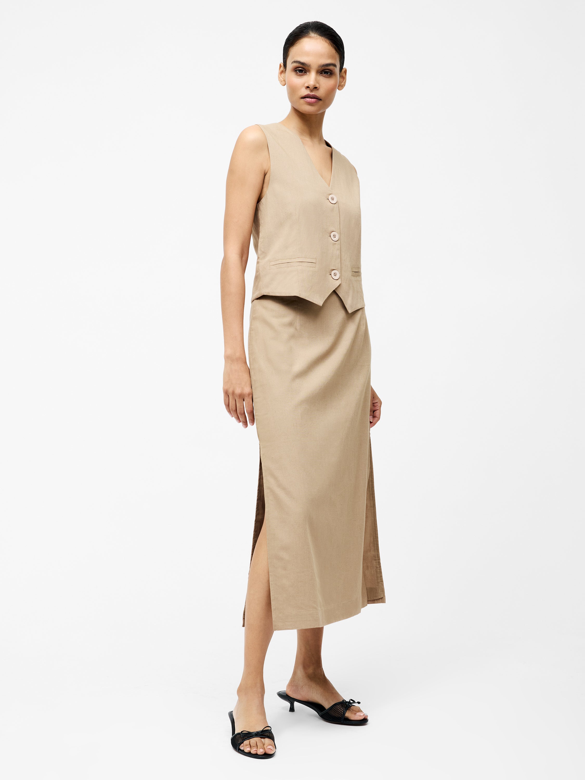 Linen Single Breasted Waistcoat