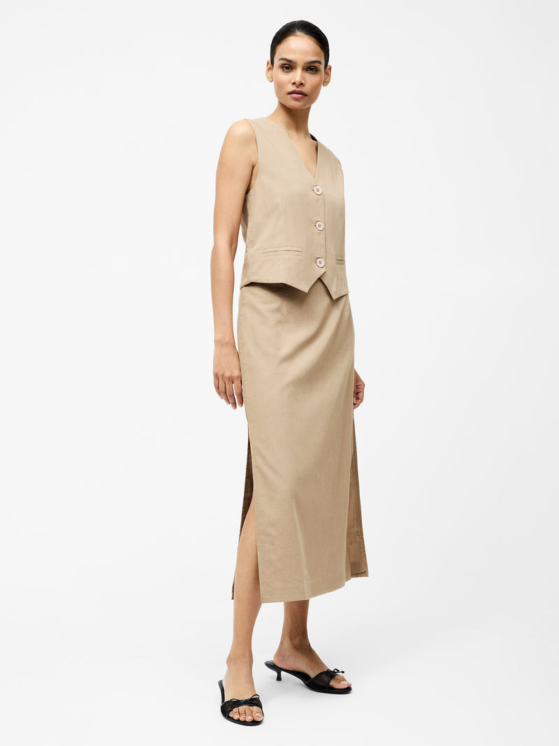 Linen Single Breasted Waistcoat