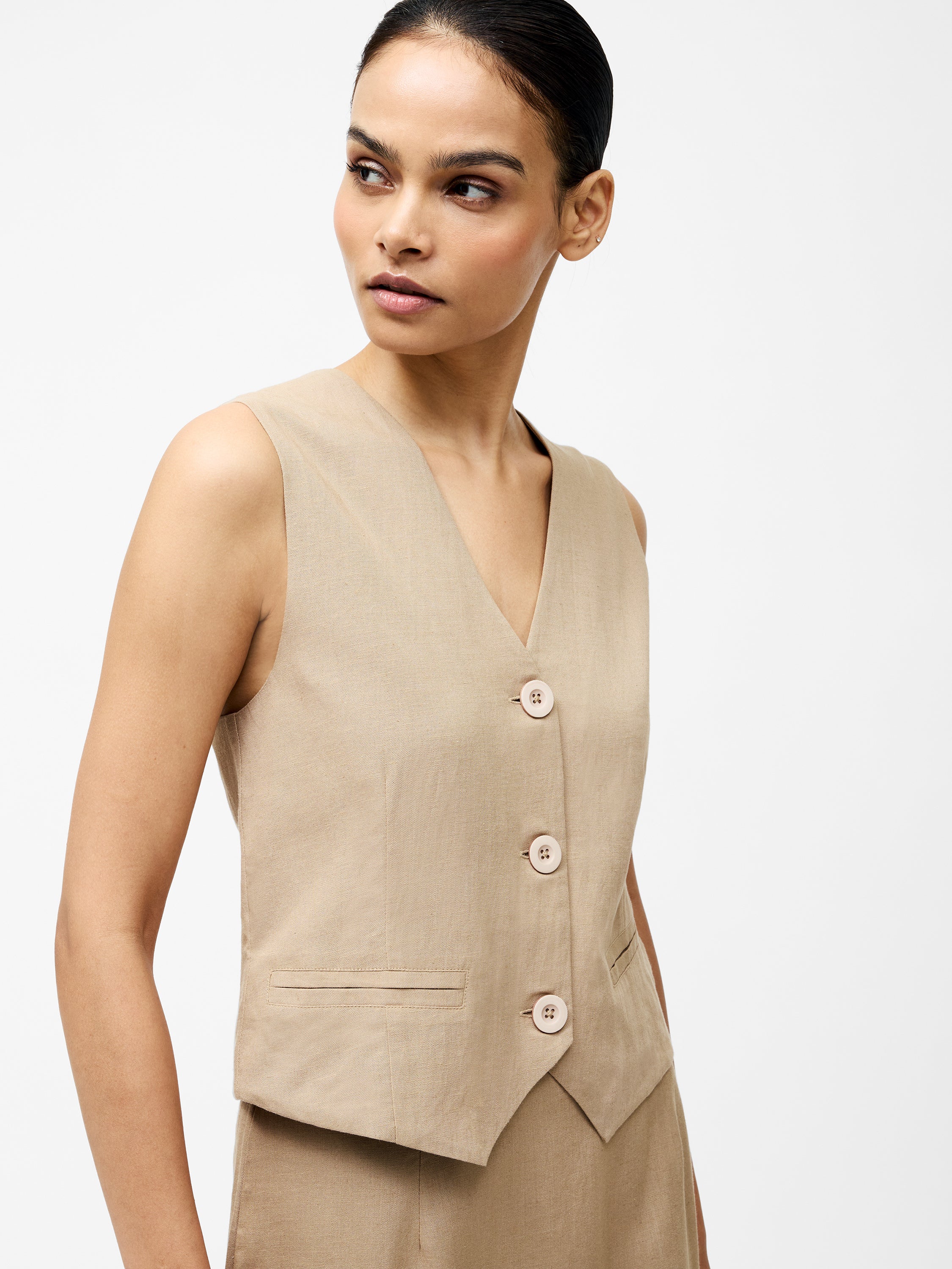 Linen Single Breasted Waistcoat