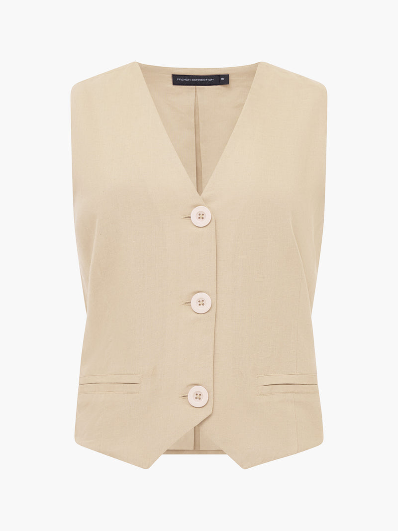 Linen Single Breasted Waistcoat