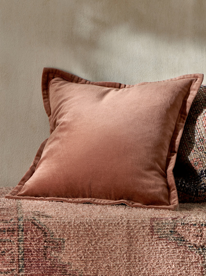Washed Velvet Cushion Coffee