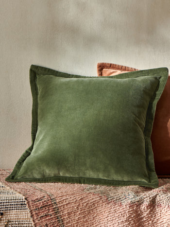 Washed Velvet Deep Green Cushion