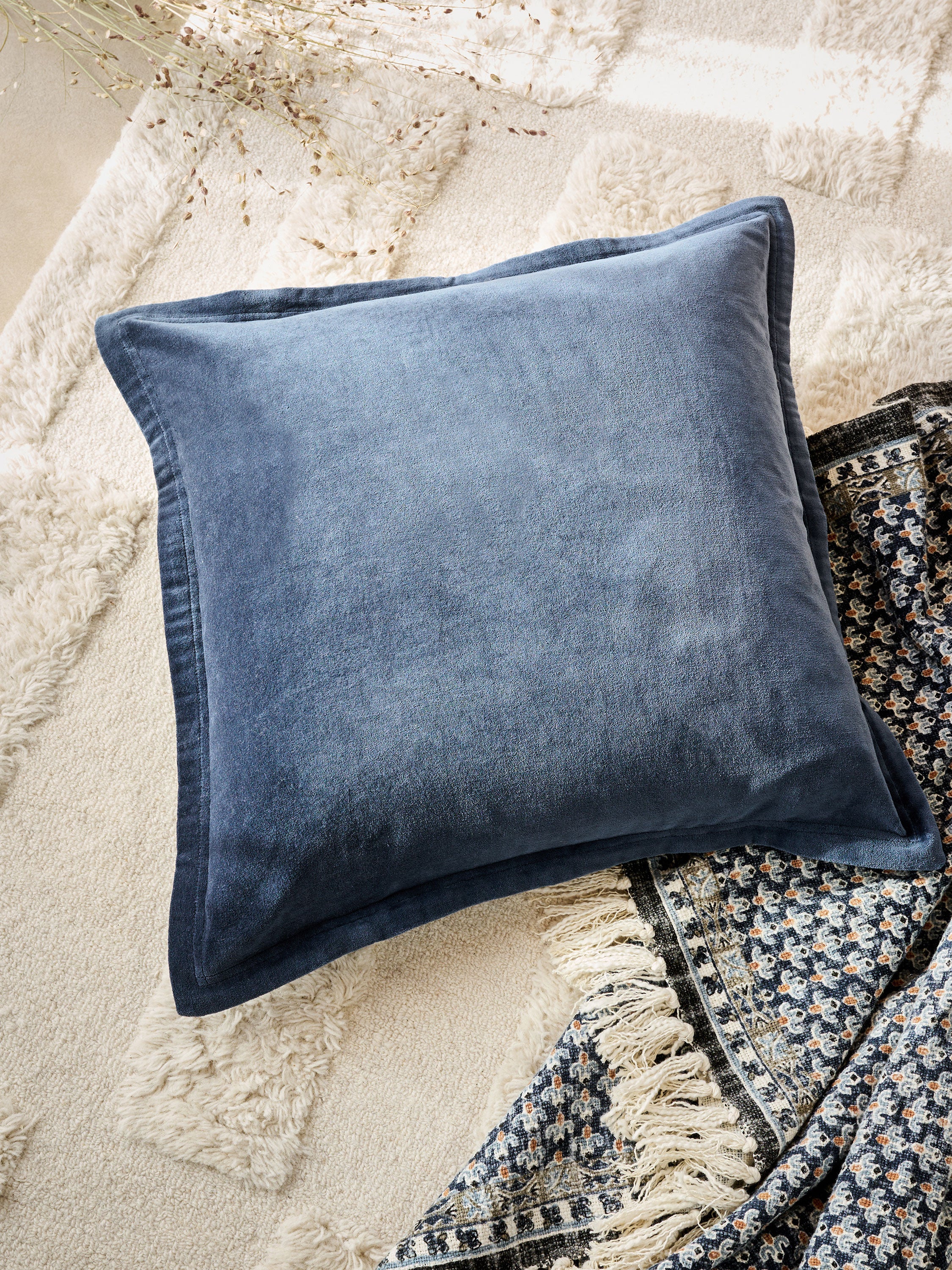 Washed Velvet Navy Cushion
