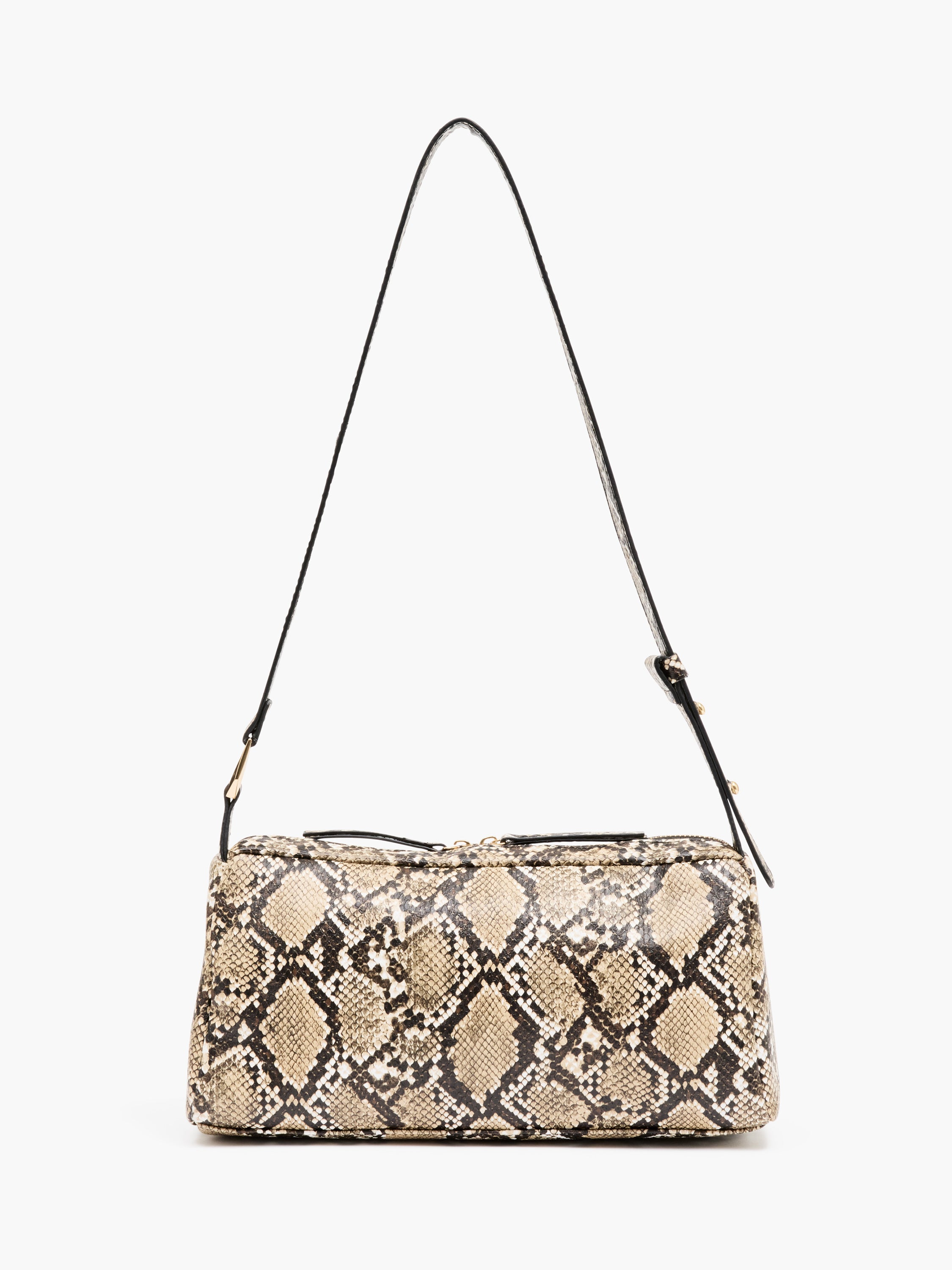Snakeskin Handle Baguette Bag