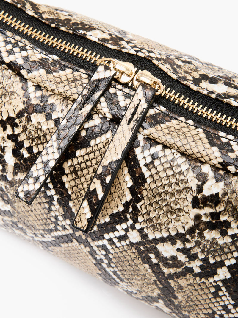 Snakeskin Handle Baguette Bag