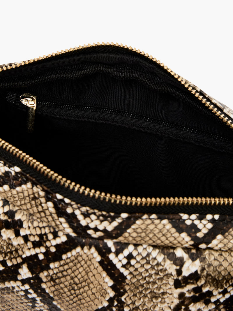 Snakeskin Handle Baguette Bag