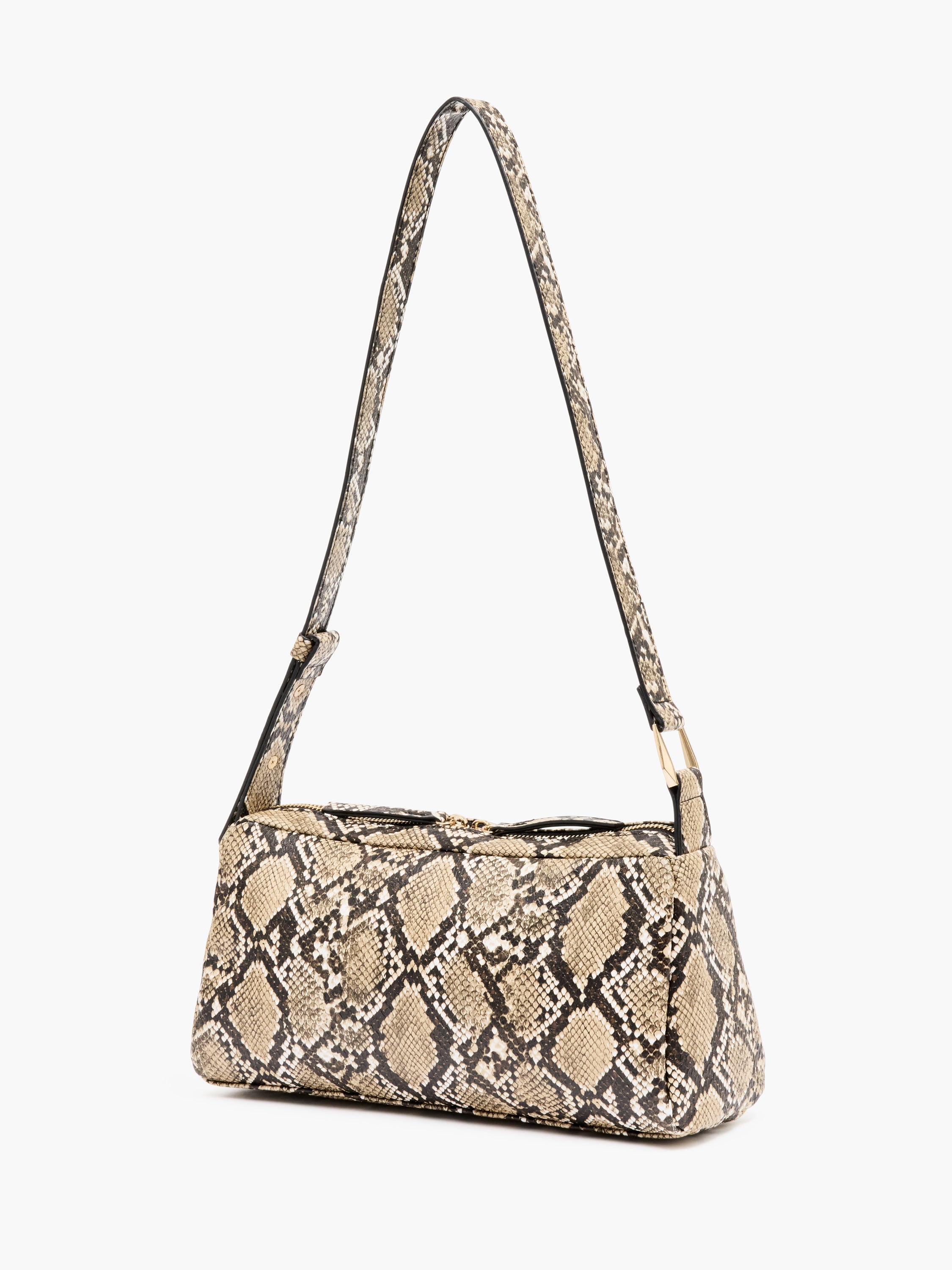 Snakeskin Handle Baguette Bag