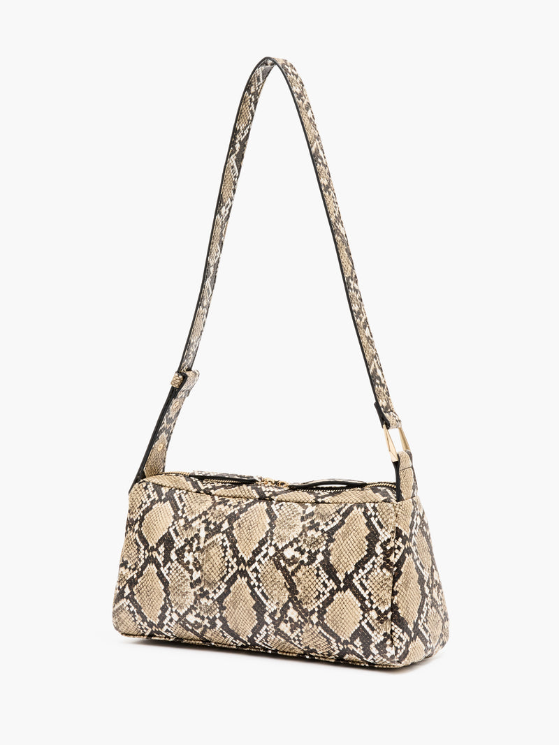 Snakeskin Handle Baguette Bag