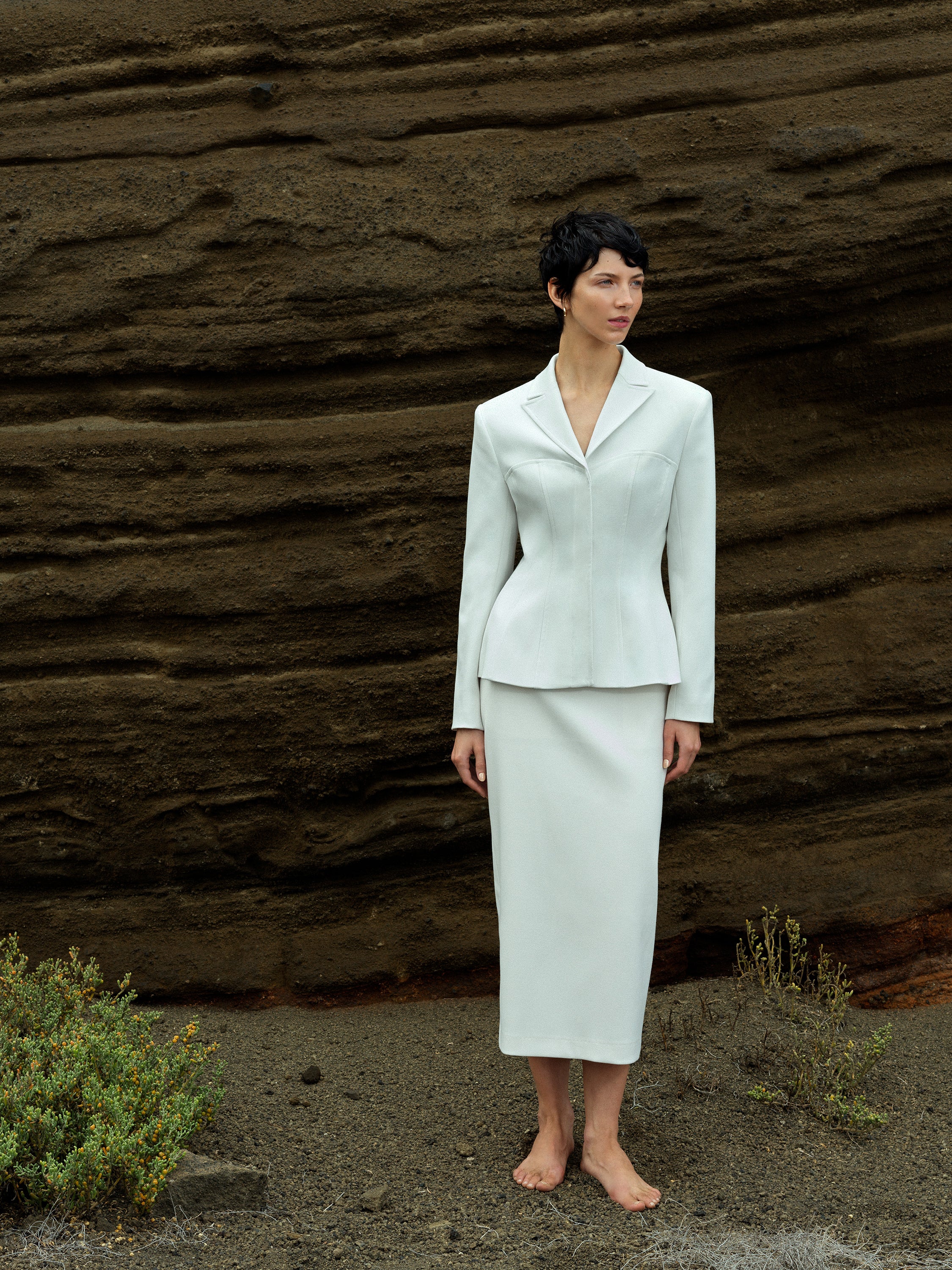 Cannes Twill Split Midi Skirt