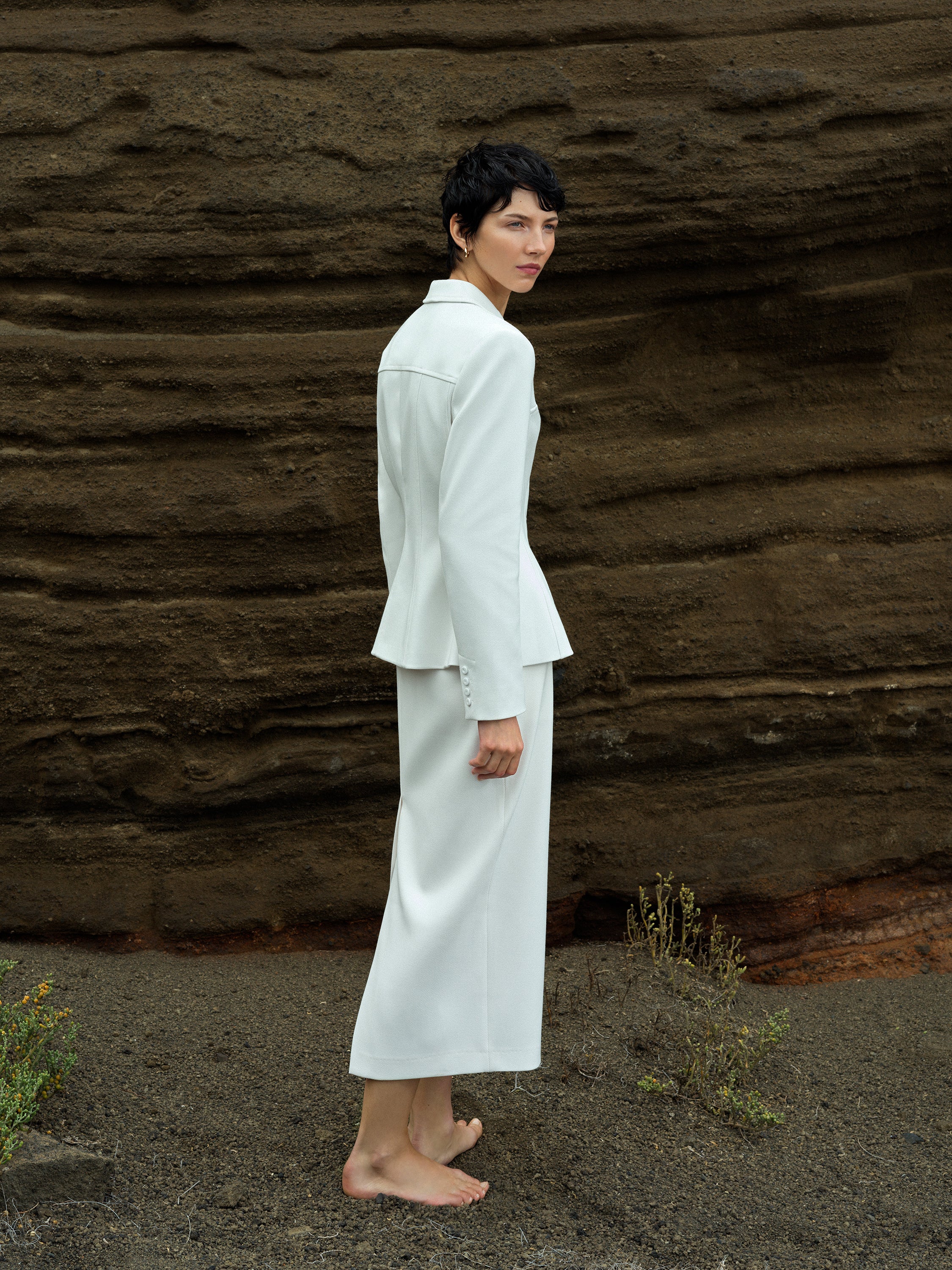 Cannes Twill Split Midi Skirt