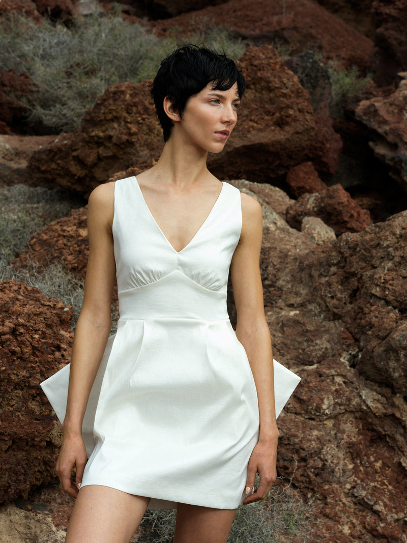 Beverly Satin Sleeveless Bow Mini Dress