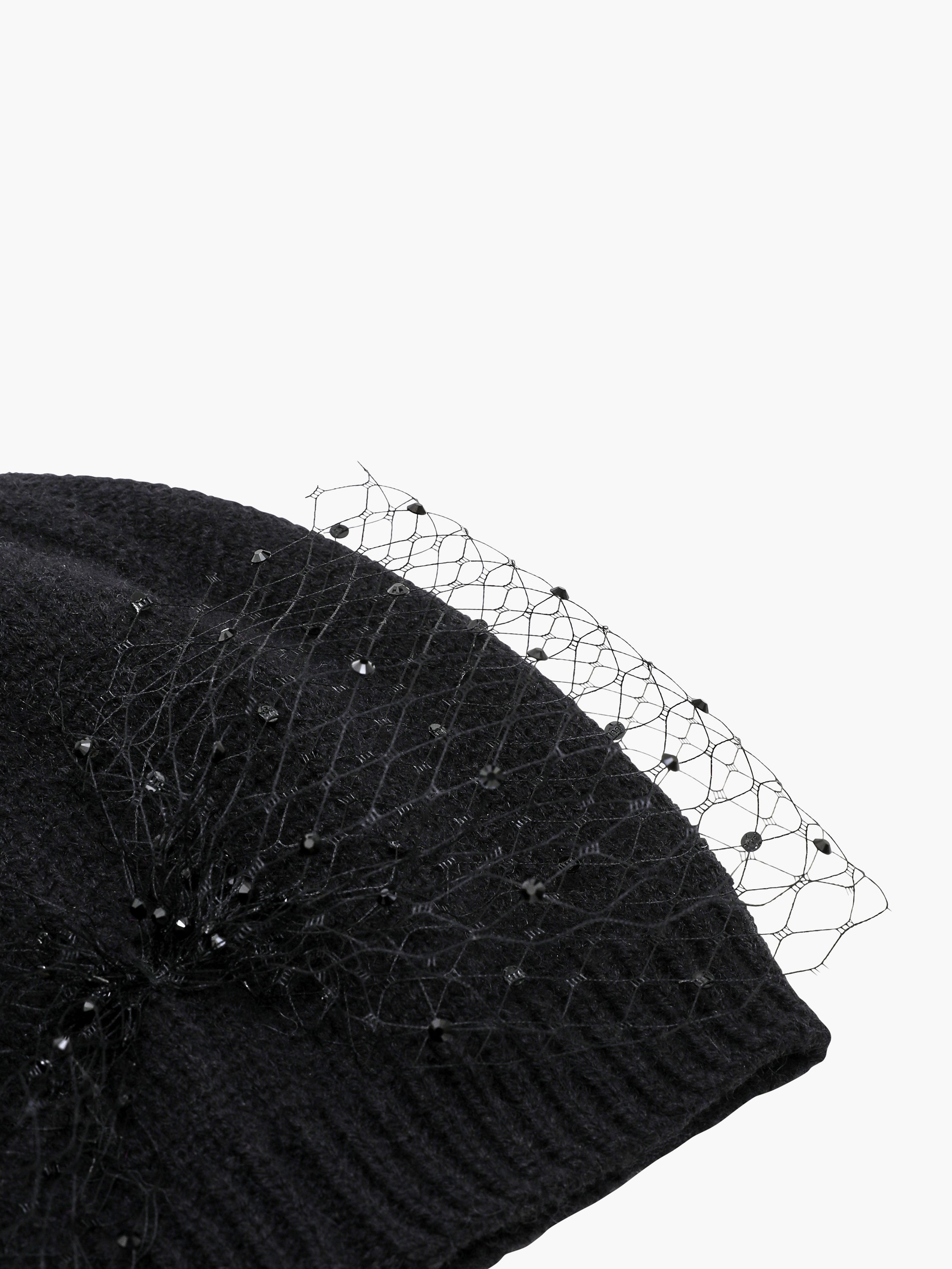 Sparkly Mesh Diamante Bow Beanie Hat